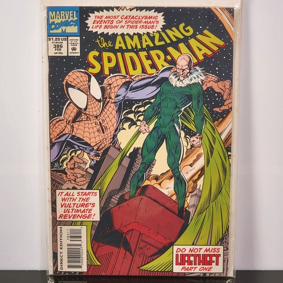 Marvel Comics The Amazing‎ Spider-Man 386 LifeTheft Pt 1 Mark Bagley Vulture - Picture 1 of 5